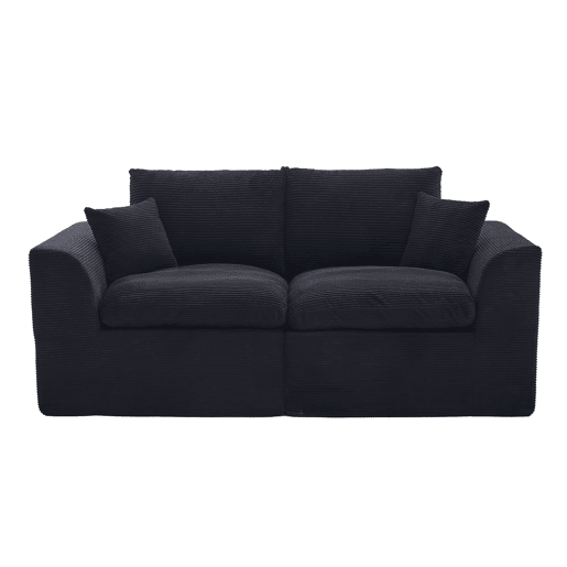 Sofá de tecido de 2 lugares - moderno, minimalista, confortável com almofadas - preto