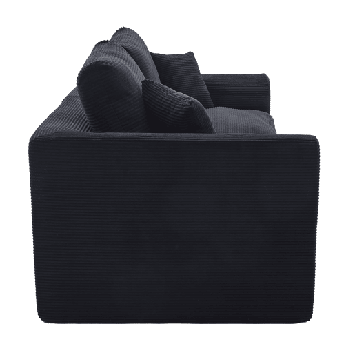 Sofá de tecido de 2 lugares - moderno, minimalista, confortável com almofadas - preto