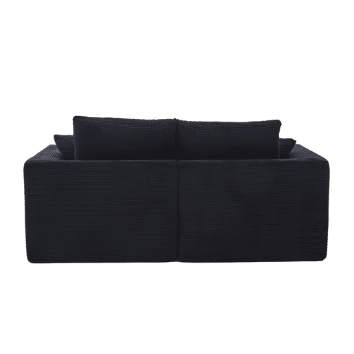 Sofá de tecido de 2 lugares - moderno, minimalista, confortável com almofadas - preto