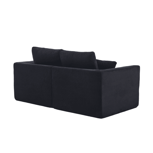 Sofá de tecido de 2 lugares - moderno, minimalista, confortável com almofadas - preto