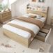 Cama individual de madera maciza 94x214 Cama individual de madera maciza 94x214 Natural/ Blanco