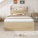 Cama individual de madera maciza 94x214 Cama individual de madera maciza 94x214 Natural/ Blanco