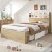 Cama individual de madera maciza 94x214 Cama individual de madera maciza 94x214 Natural/ Blanco