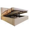 Cama de casal de linho 160x200 cm com armazenamento,bege