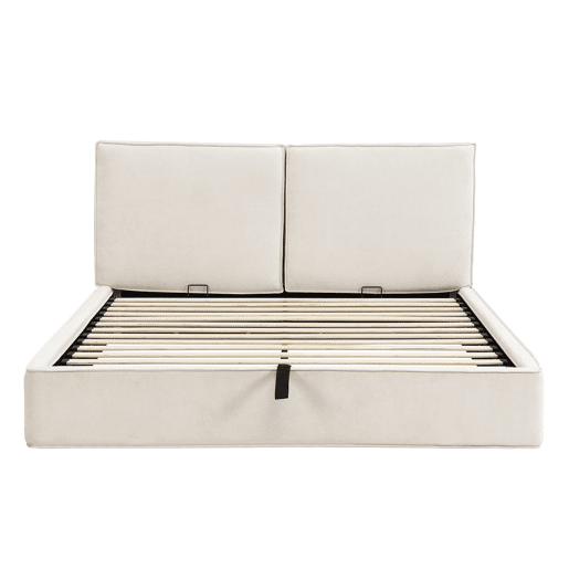 Cama de casal de tecido 180x200 cm com armazenamento,bege