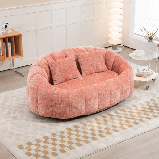 Sofá puff individual - confortável e durável, encosto alto - rosa