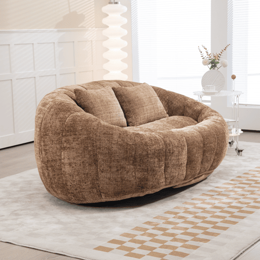 Sofá puff individual - assento confortável e encosto alto, para interior e exterior - cor café