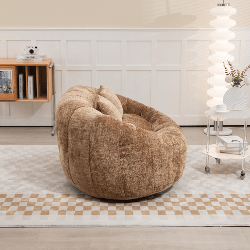 Sofá puff individual - assento confortável e encosto alto, para interior e exterior - cor café
