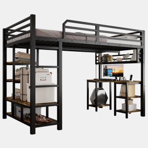 Cama alta,cama de criança de metal 120x200 cm,preto