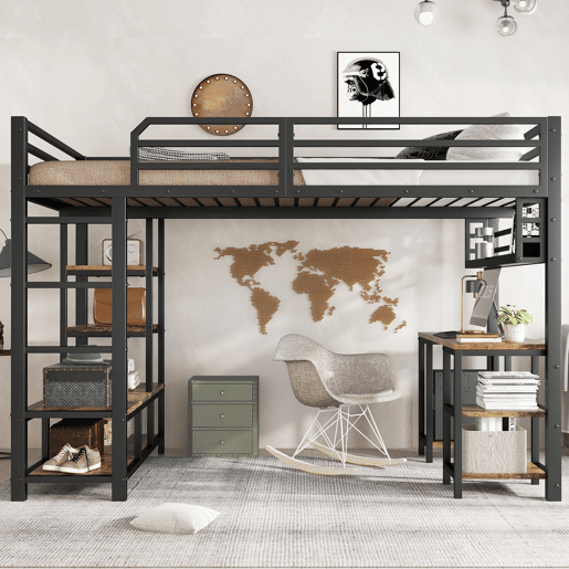 Cama alta,cama de criança de metal 120x200 cm,preto