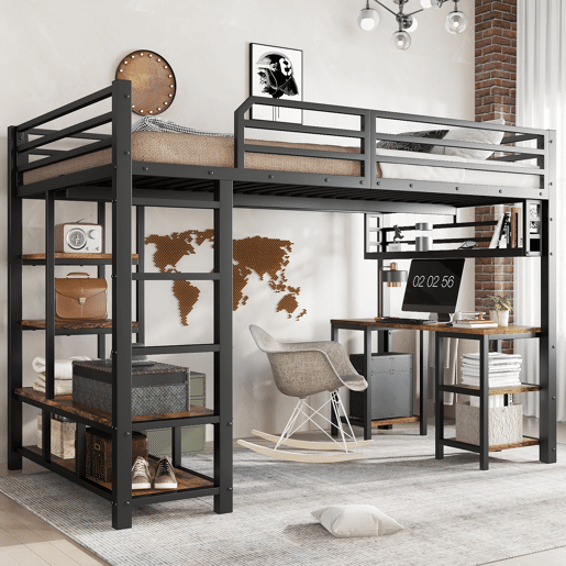 Cama alta,cama de criança de metal 120x200 cm,preto