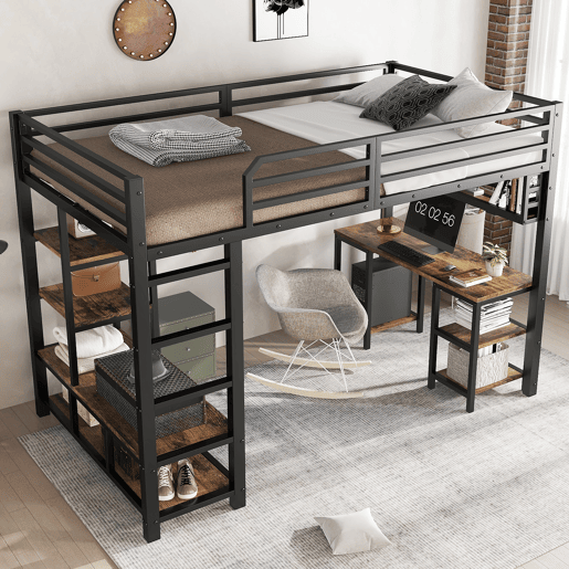 Cama alta,cama de criança de metal 120x200 cm,preto