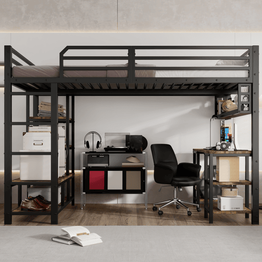Cama alta,cama de criança de metal 120x200 cm,preto