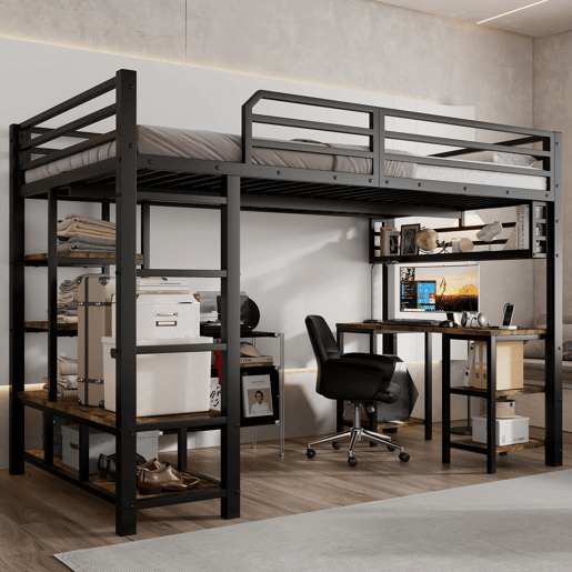 Cama alta,cama de criança de metal 120x200 cm,preto