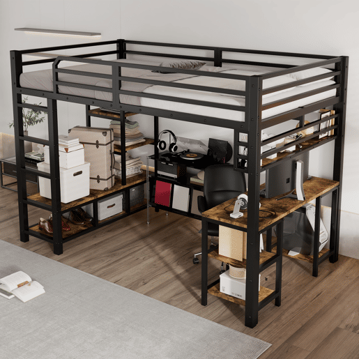 Cama alta,cama de criança de metal 120x200 cm,preto