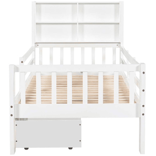 Cama infantil 90x200 - multifuncional com gavetas e quadro - branca