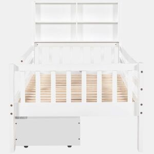 Cama infantil 90x200 - multifuncional com gavetas e quadro - branca