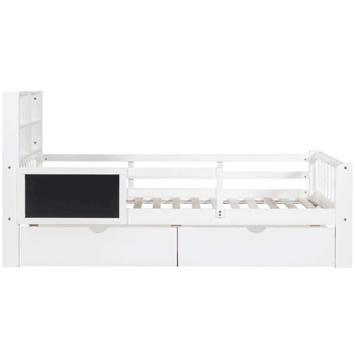 Cama infantil 90x200 - multifuncional com gavetas e quadro - branca