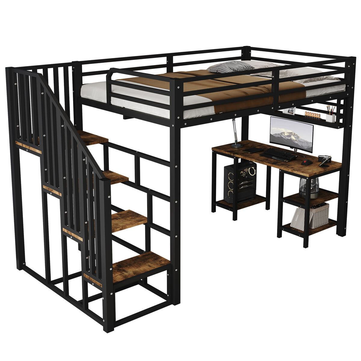 Cama alta de metal