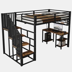 Cama alta,cama de criança de metal 120x200 cm,preto