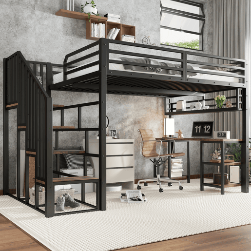 Cama alta,cama de criança de metal 120x200 cm,preto