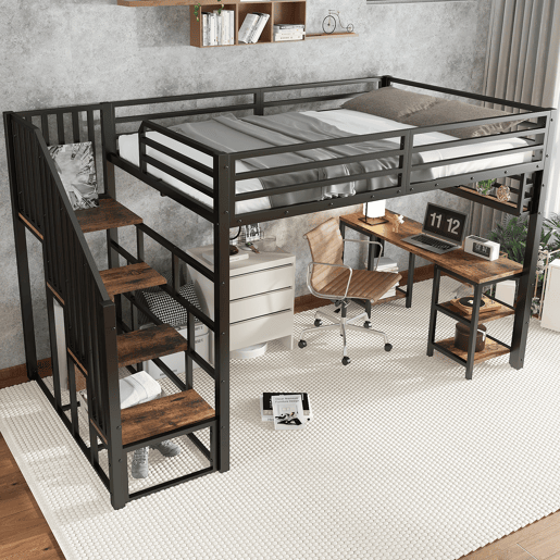 Cama alta,cama de criança de metal 120x200 cm,preto