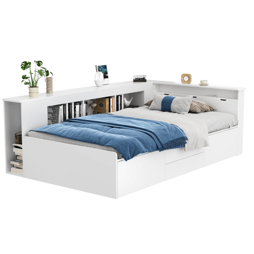 Cama de criança,cama de solteiro de mdf 90x200 cm,branco