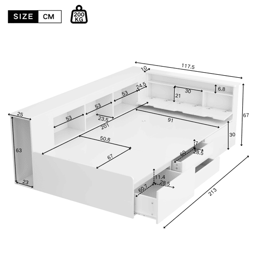 Cama de criança,cama de solteiro de mdf 90x200 cm,branco