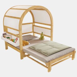 Cama extensível,cama de criança de madeira de pinho 140x200 cm,natural+branco