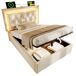Cama individual de terciopelo con almacenaje 101x209 Cama individual de terciopelo con almacenaje 101x209 Beige