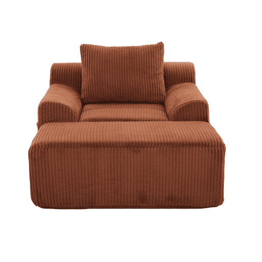 Sofá relax - Estofado moderno com bolsos laterais e almofada - Laranja