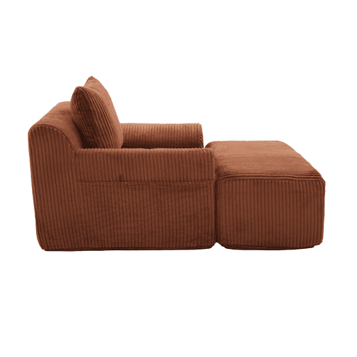 Sofá relax - Estofado moderno com bolsos laterais e almofada - Laranja