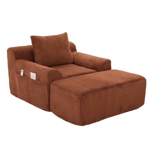 Sofá relax - Estofado moderno com bolsos laterais e almofada - Laranja