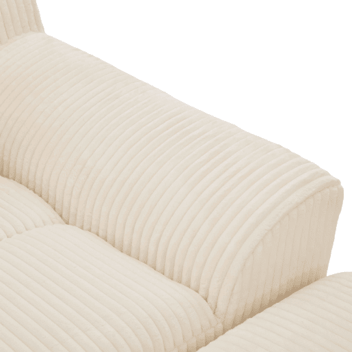Poltrona relax grande - estofada em veludo, com apoio para os pés e bolsos laterais - bege