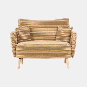 Sofá de 2 lugares - moderno, confortável, com braços e bolso de arrumação - amarelo mostarda