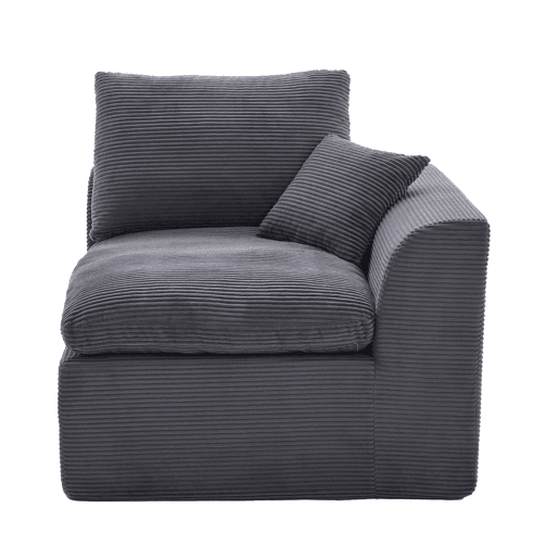Sofá individual moderno - minimalista, suave e confortável, com almofada - cinza escuro