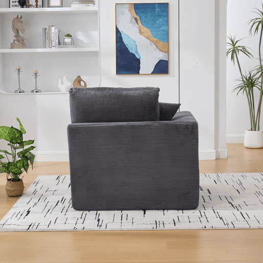 Sofá individual moderno - minimalista, suave e confortável, com almofada - cinza escuro