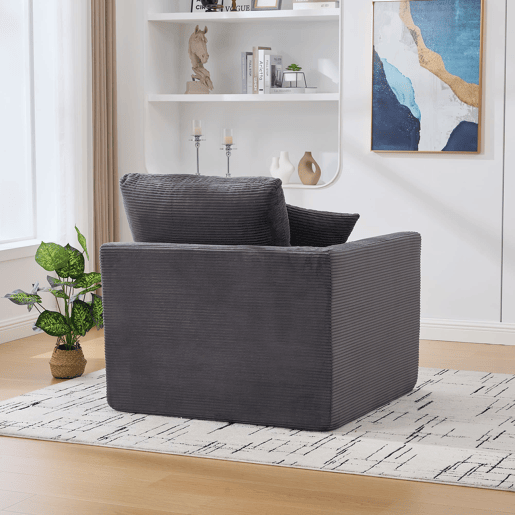 Sofá individual moderno - minimalista, suave e confortável, com almofada - cinza escuro
