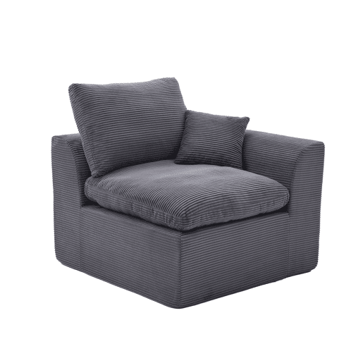 Sofá individual moderno - minimalista, suave e confortável, com almofada - cinza escuro
