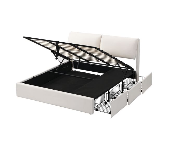 Cama de matrimonio de terciopelo con almacenaje 180x210