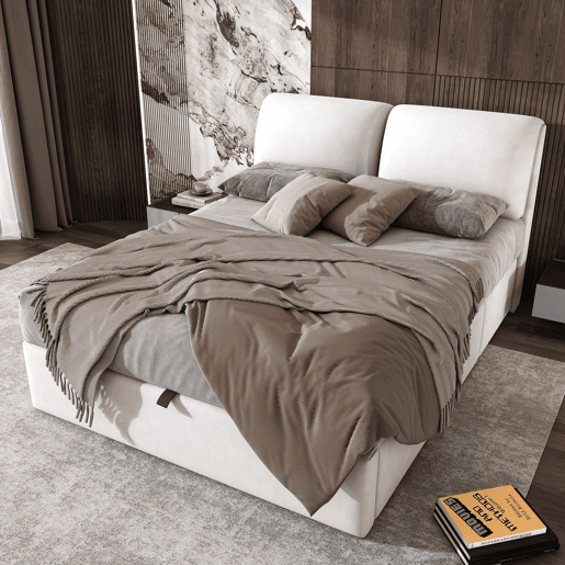 Cama de casal de veludo 180x200 cm com armazenamento,bege