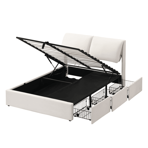 Cama de casal de veludo 180x200 cm com armazenamento,bege