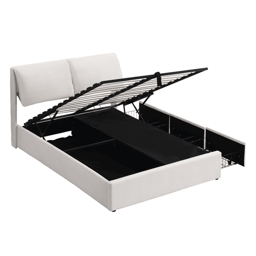 Cama de casal de veludo 180x200 cm com armazenamento,bege