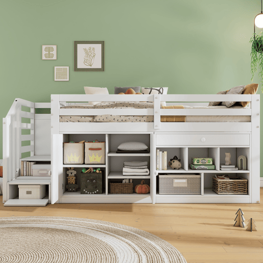 Cama alta,cama de criança de madeira maciça 90x200 cm,branco