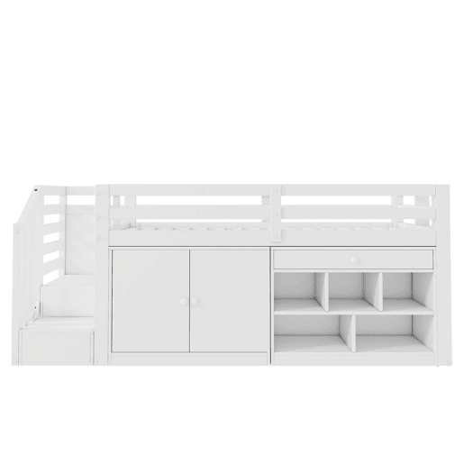 Cama alta,cama de criança de madeira maciça 90x200 cm,branco