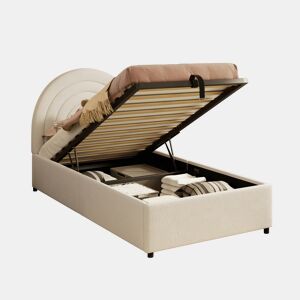 Cama com armazenamento,cama de criança,cama de solteiro de tecido 90x200 cm,bege