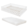 Cama infantil Montessori Tanna com grade e colchão 140x200cm Branco en.casa