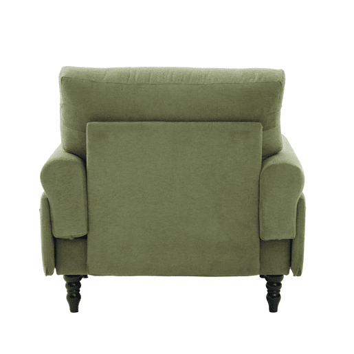 Poltrona individual em chenille - encosto e braços confortáveis, bolsos laterais - Verde Oliva