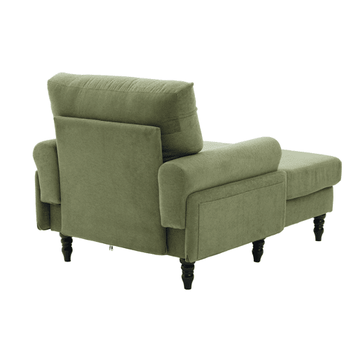 Poltrona individual em chenille - encosto e braços confortáveis, bolsos laterais - Verde Oliva