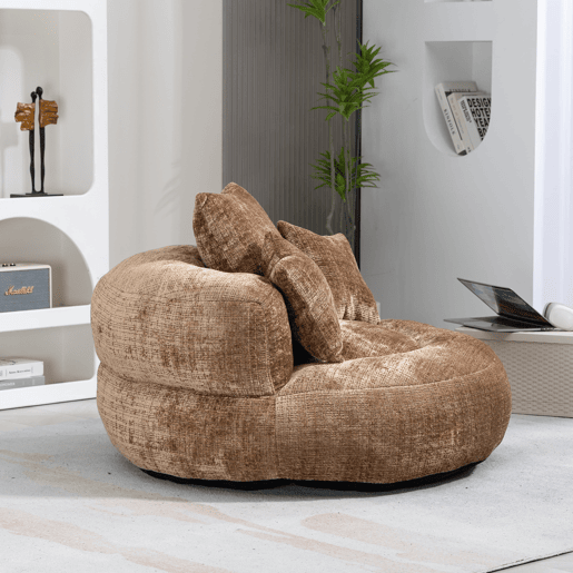 Pufe individual - encosto alto, com almofadas, gaming - café